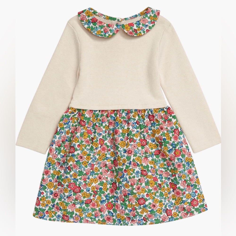 NWT. Mini Boden Baby Holiday Collar Knit Dress, Size 6-12M